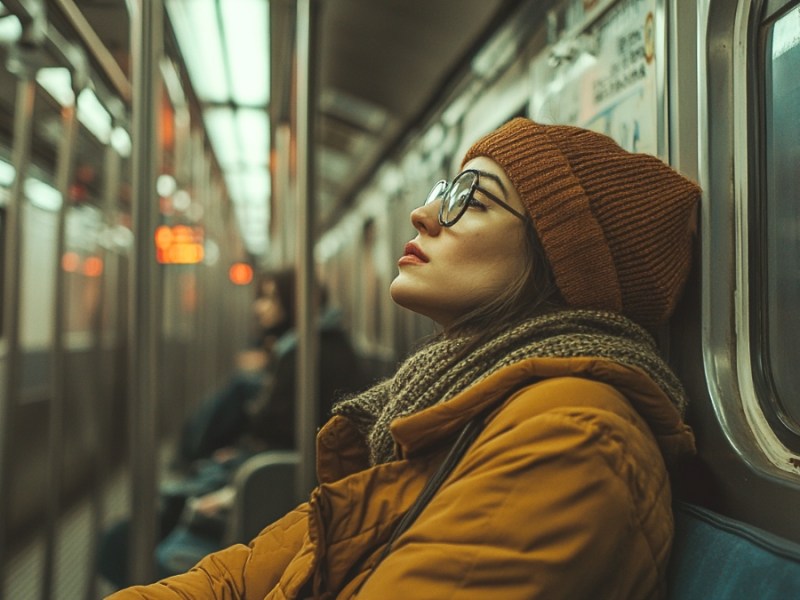 Eine Frau in der U-Bahn. (KI-generiert)