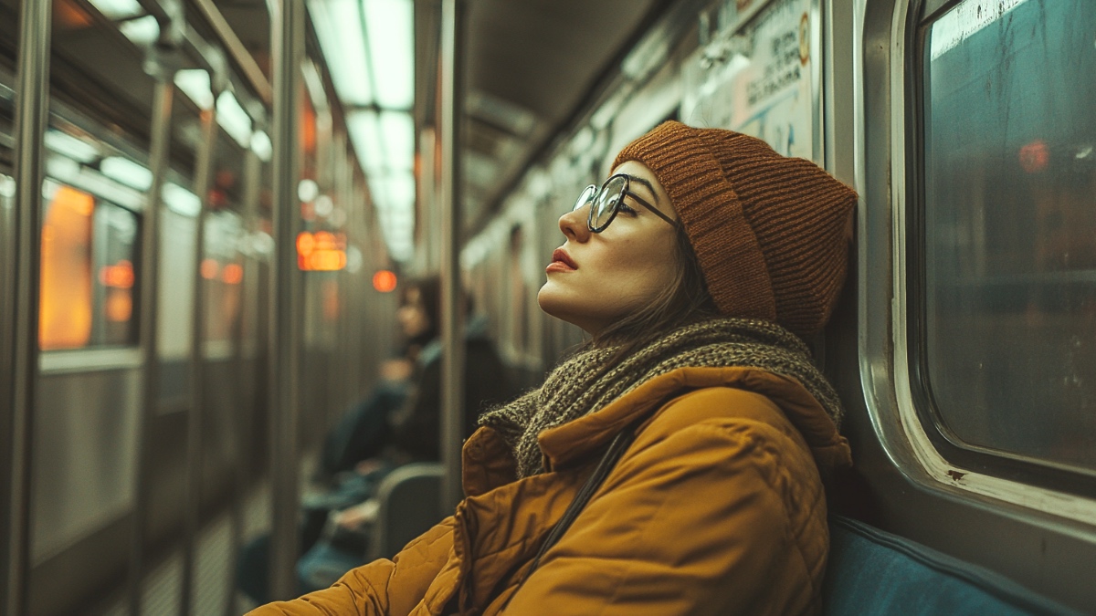 Eine Frau in der U-Bahn. (KI-generiert)