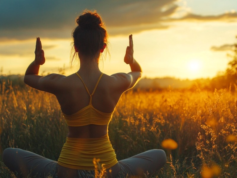 Eine Frau, die Yoga macht. (KI-generiert)