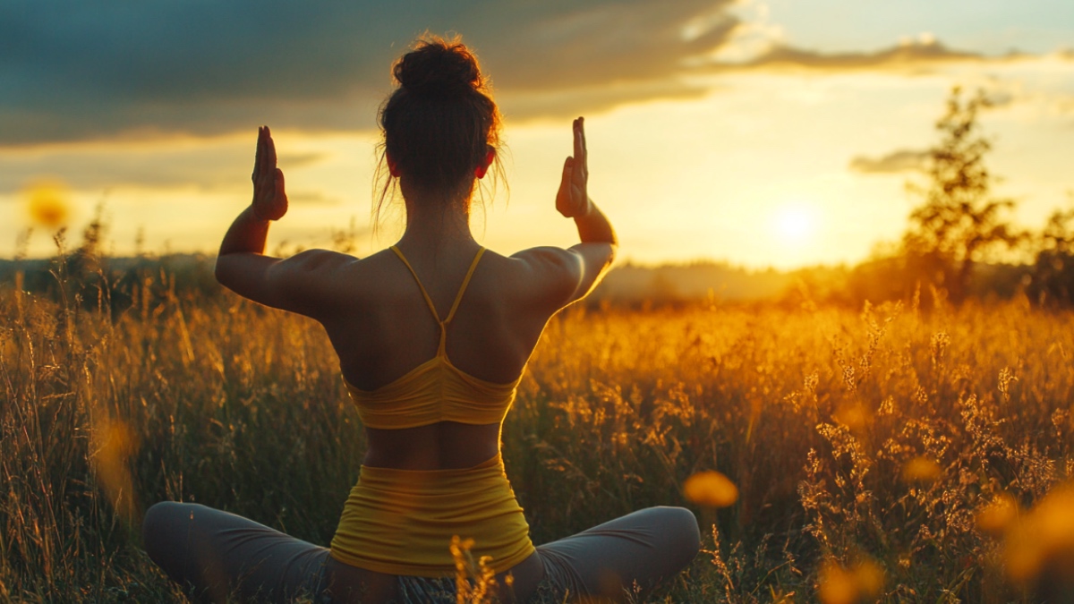 Eine Frau, die Yoga macht. (KI-generiert)