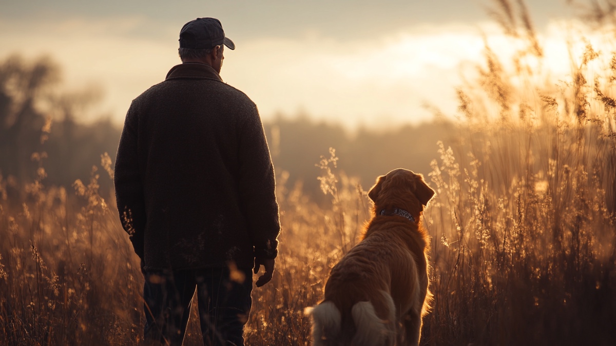 Mann und Hund. (KI-generiert)