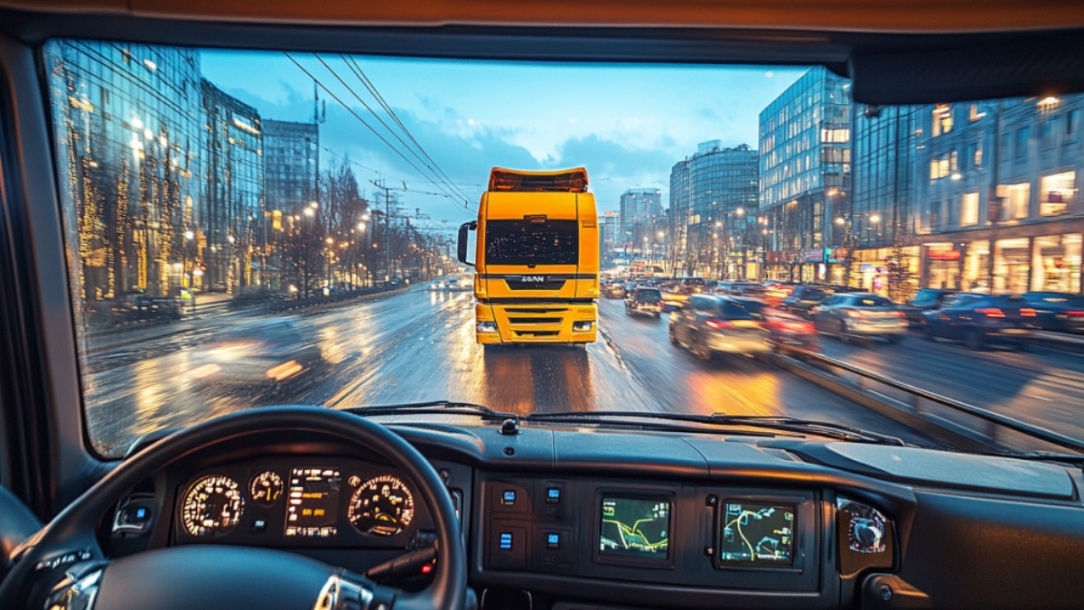 Eine Lkw-Fahrerkabine. (KI-generiert)