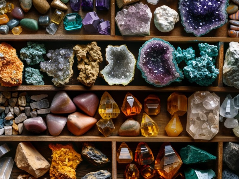 Sammlung von Mineralien. (KI-generiert)