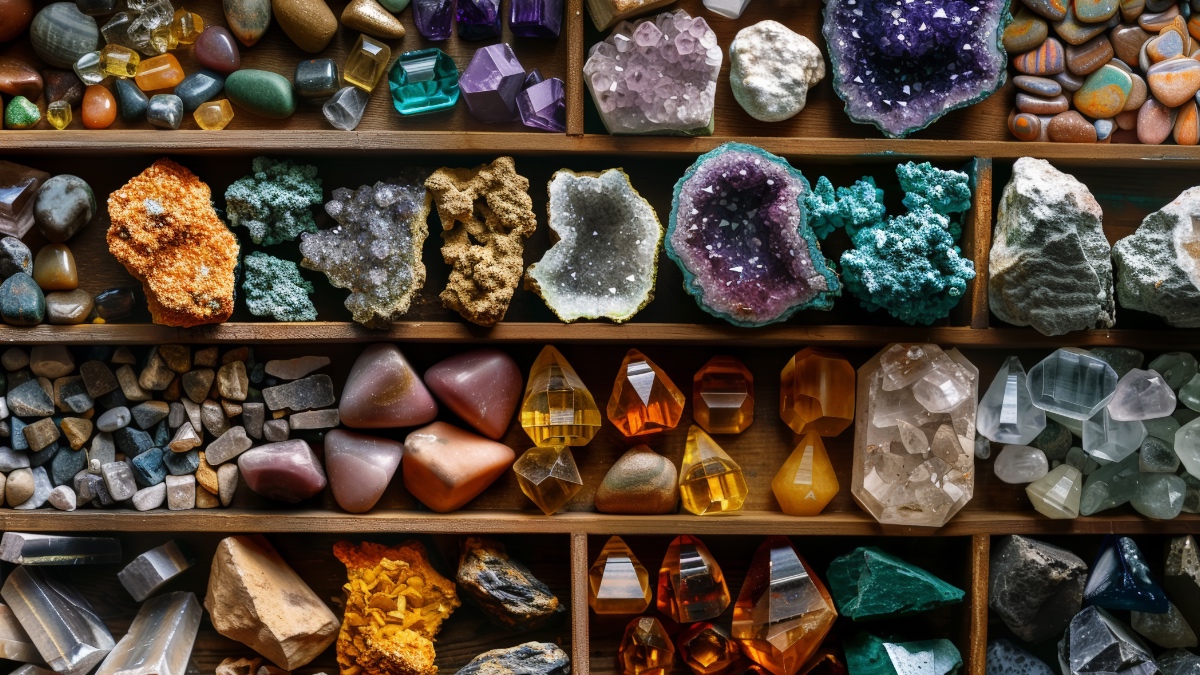 Sammlung von Mineralien. (KI-generiert)