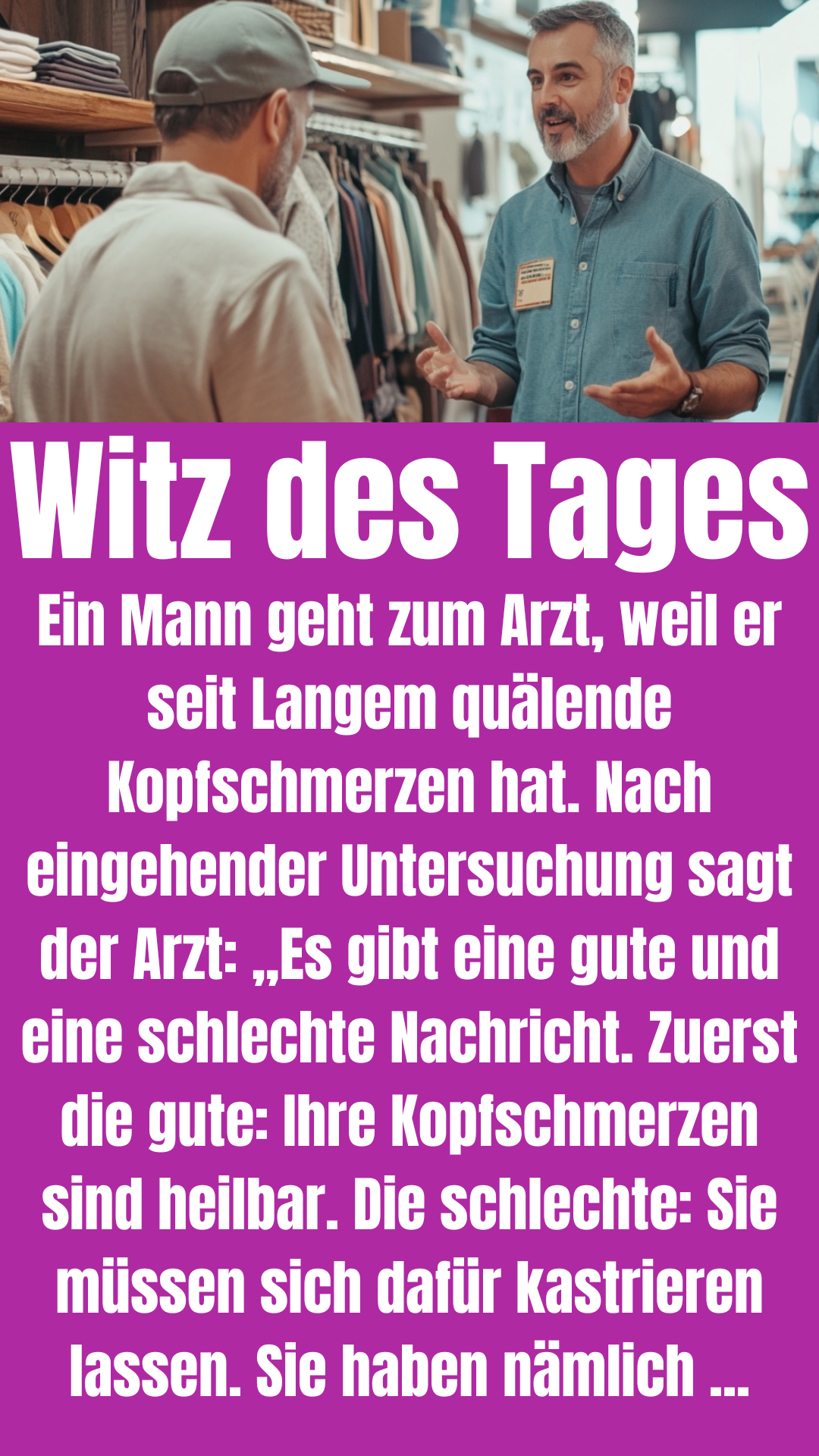 Witz des Tages: Arzt rät Patient wegen Kopfschmerz zu Kastration