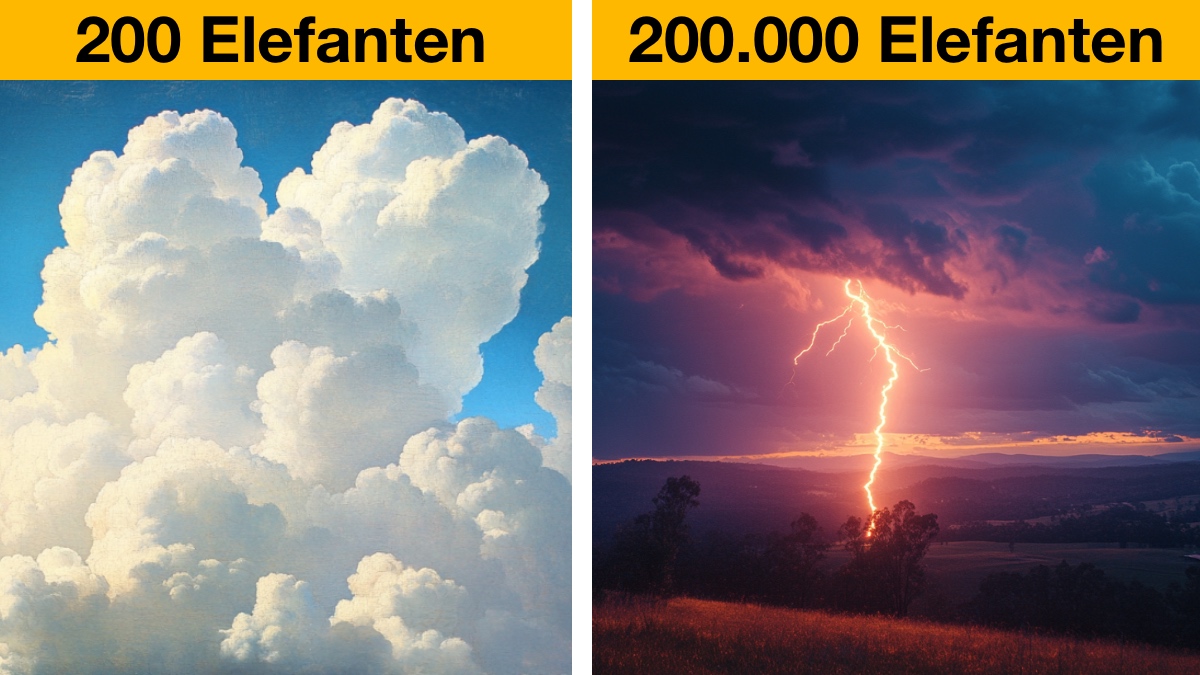 Wolken und ein Blitz. (KI-generiert)