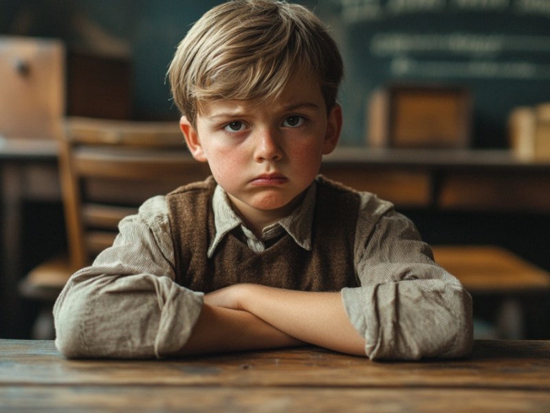 Schlechtgelaunter Schüler. (KI-generiert)